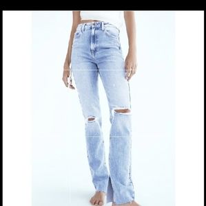 Zara flared ripped slim fit jeans